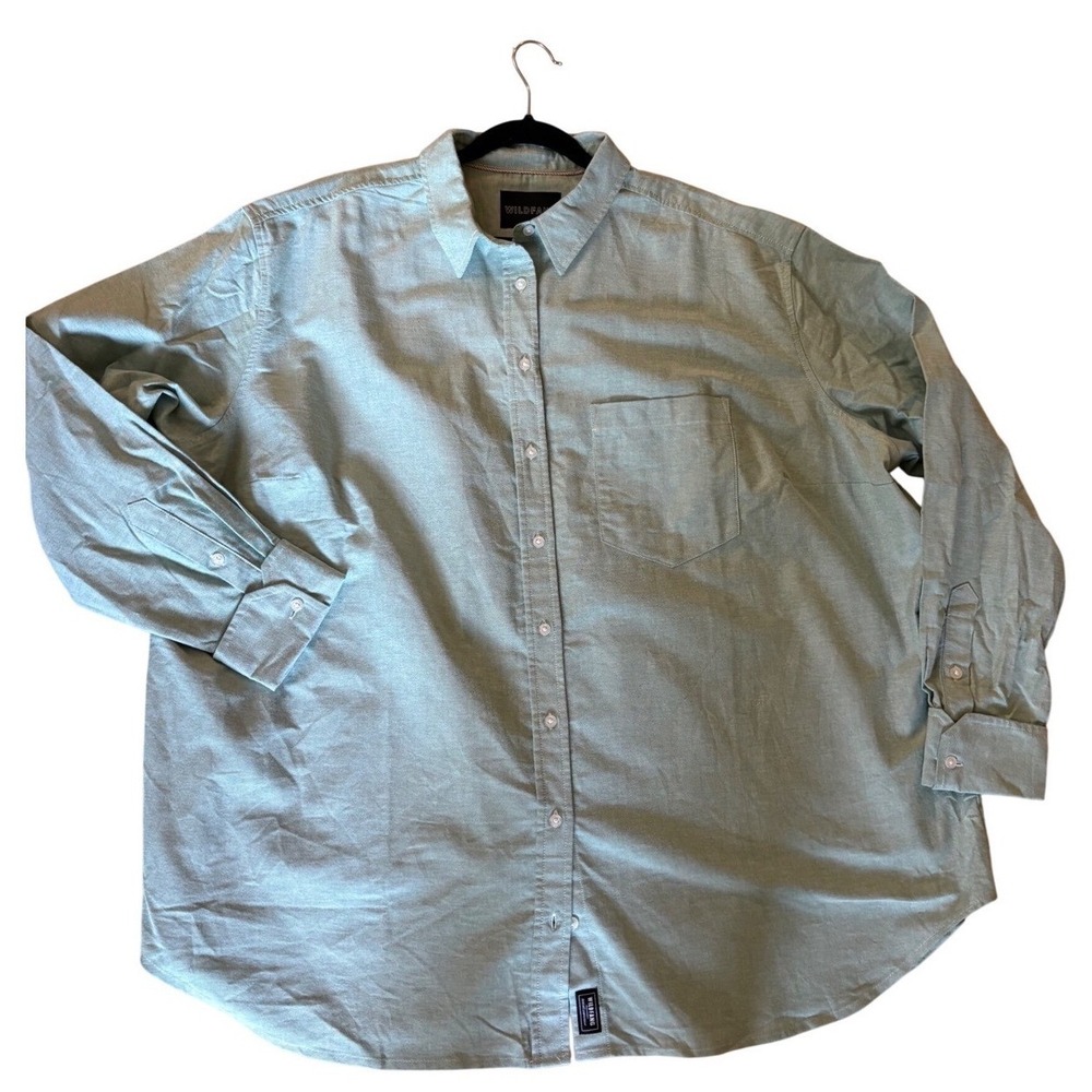 WILDFANG Green The Essential Long Sleeve Oversized Oxford Button Up Shirt Sz 2X